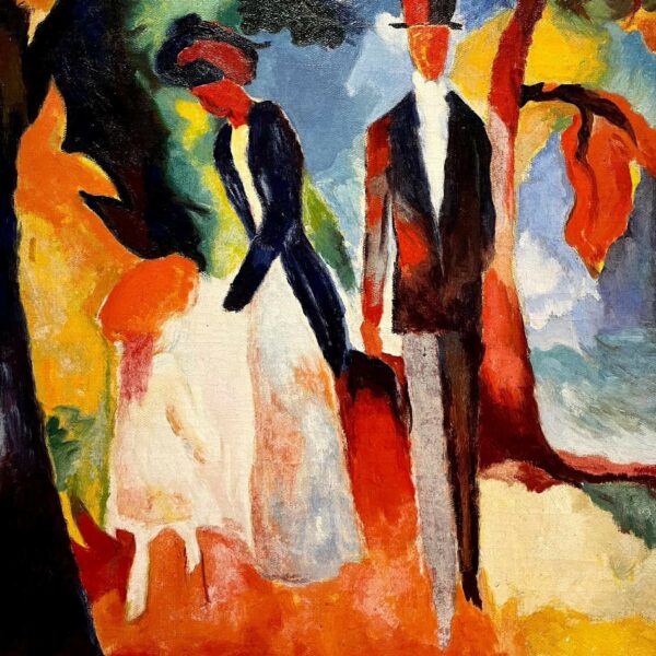 Des gens au bord du lac bleu par August Macke