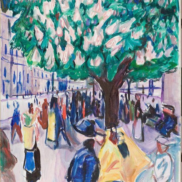 Rue avec un châtaignier en fleurs (env. 1925) par Edvard Munch