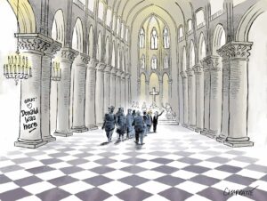 Donald à Notre-Dame, dessin de Chappatte