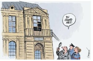 Hold-up au Louvre, dessin de Chappatte