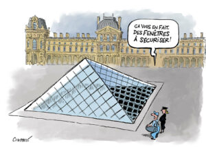 La sécurité au Louvre, dessin de Chappatte