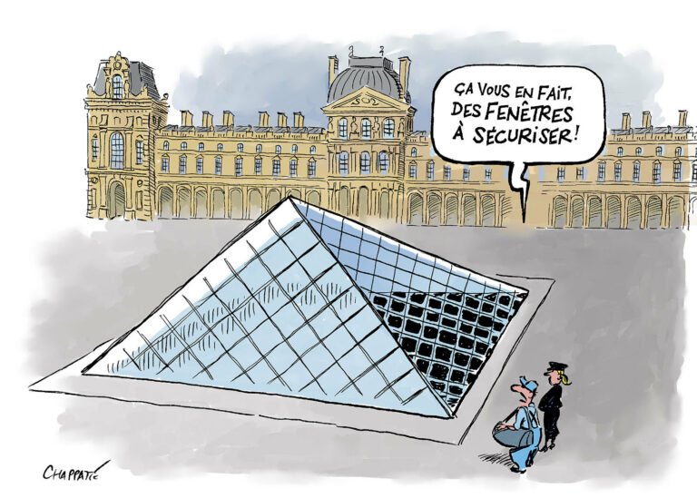 La sécurité au Louvre, dessin de Chappatte
