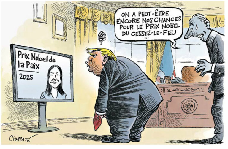 Prix Nobel du cessez-le-feu, dessin de Chappatte