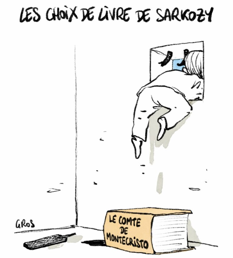 Les choix de livre de Sarkozy, dessin de Pascal Gros