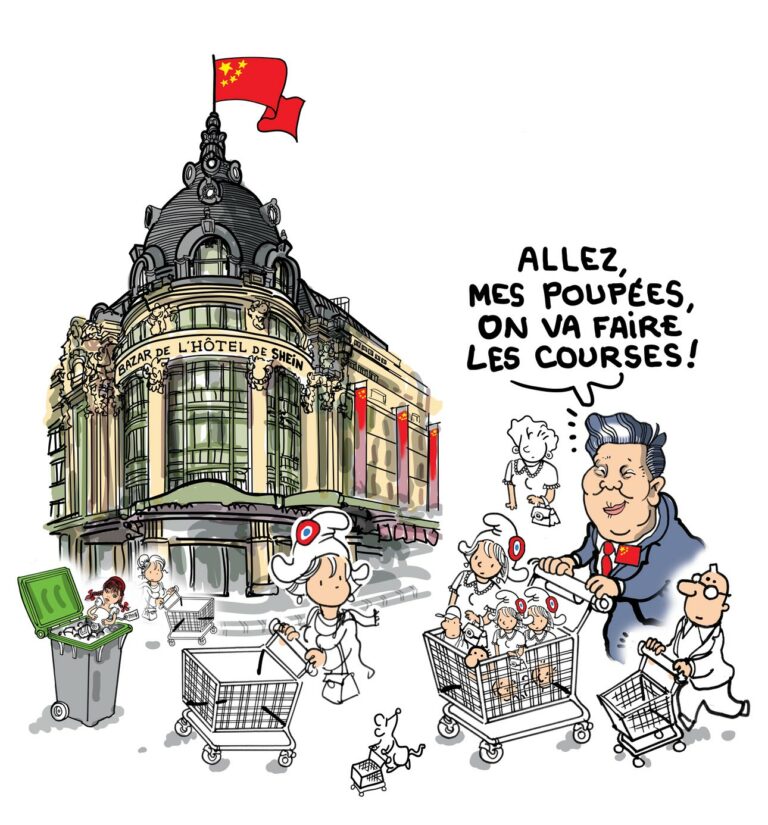 Le BHV ouvre à Paris sa boutique chinoise SHEIN, dessin de Plantu