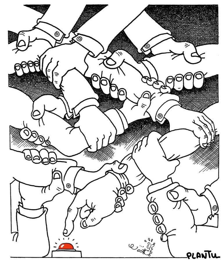 USA-RUSSIE, menaces nucléaires, dessin de Plantu