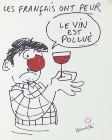 Le vin est pollué, dessin de Wolinski