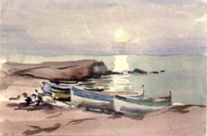 Bateaux en bord de plage d'Henri Zuber