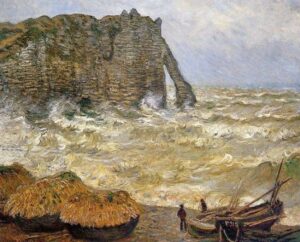 Mer agitée à Étretat par Claude Monet