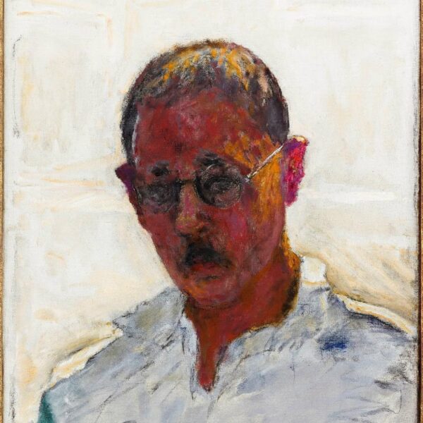 Autoportrait sur fond blanc, chemise col ouvert de Pierre Bonnard