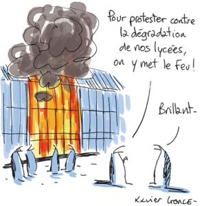 Bûcher en cours par Xavier Gorce
