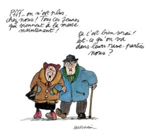 Les jeunes et la religion, dessin de Claire Bretécher